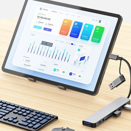 8 in 2 USB +USB-C HUB Docking Station with 3.5mm Audio Jack Adapter for Micro SD Card Reader Laptop Tablet Phone - product im