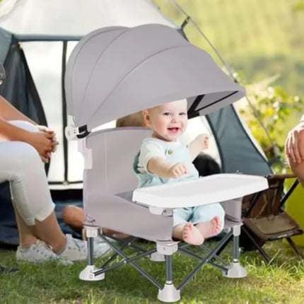 Portable Outdoor Camping Folding Dining Chair Sunshade High Chair with Tent Baby Picnic Table Chair Camping Gear