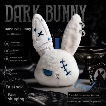Halloween Gothic Bunny Plush Keychain RabbitBag Charm with Bandage Desian Kawaii Key Ring Pendant Car Bag Ornament Gift