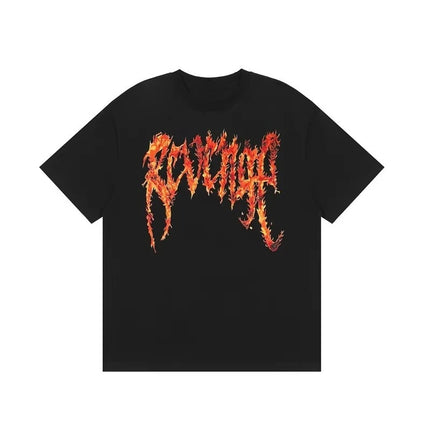 Gothic Font T-Shirt 2D Metal Effect Graphic Tee, Black Streetwear Bold Letter Print Tops for Men Women Casual men clothing
