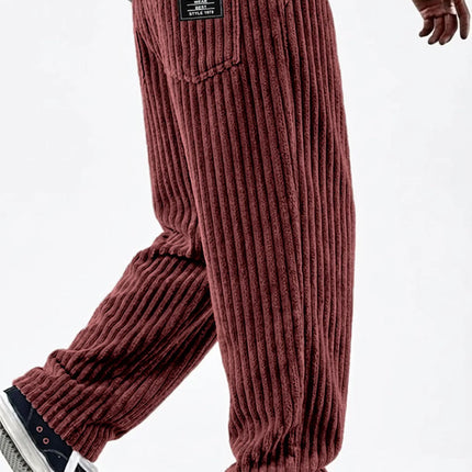 Men's New Fashion Solid Color Ribbed Casual Pants Comfortable Loose Versatile Trendy Minimalist High Quality Streetwear Trousers