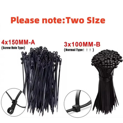 500/100PCS Screw Hole Cable Ties Reusable Fixed Nylon Cable Ties Self-locking Cord Ties Straps Fastening Loop - product image