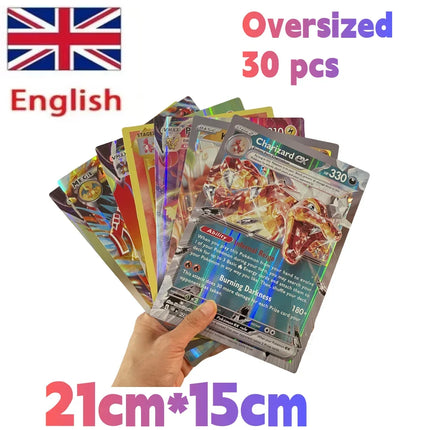 2024 Oversized Pokemon Cards 30Pcs Jumbo Letters Card Vmax Vstar GX Arceus Pikachu Charizard Super Shiny Rare Card Birthday Gift