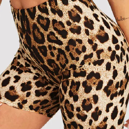 Fashion Leopard Print Women Shorts Casual Snake Print Fitness Short For Lady Women High Waist Casual Biker short femme