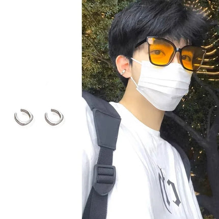 1 PC Korean Punk Stainless Steel No Pierced Pop Ear Clip Earrings for Men Women Trend Jewelry Party Gift