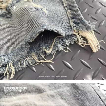 Trend 2026 Summer New Half Pants Retro Denim Washed Pants Ripped Hole Beggar Loose Casual Shorts High-end Luxury Man Clothes
