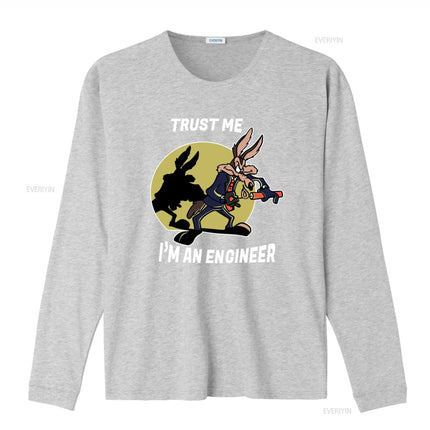 Trust Me I'm An Engineer Coyote Cartoon T Shirt for Men Casual Loose Fit vintage Washed Stylish Top For Everyday Wear fashion