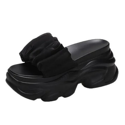 Women Summer Chunky Sandal Platform Slippers 9CM High Heels Ladies Hollow Out Slides Beach Flip-Flop Woman Sandalias De Mujer