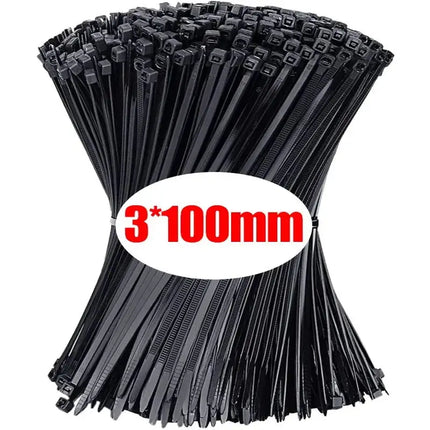 1000/100Pcs Nylon Cable Ties Self-locking Cord Ties Straps Adjustable Cables Fastening Loop Home Office Wire Zip - product im