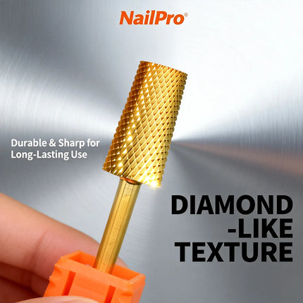 RolinStar 6.6 Large Trapezium Tapered Barrel Gold Silver steel Carbide milling cutter nail drill bit manicure pedicure