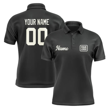 Personalized DIY Black Polo Shirts Customized Name Team Name Logo Number Team Uniforms Loose Darts Bowling Billiards Golf Tops