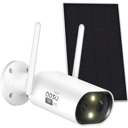 AOSU 3MP Wifi Solar Camera 100% Wire-free Outdoor Built-in Battery Security Camera Color Night Vision 2-Way Audio CCTV Cam