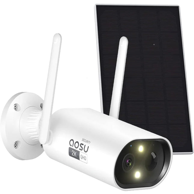 AOSU 3MP Wifi Solar Camera 100% Wire-free Outdoor Built-in Battery Security Camera Color Night Vision 2-Way Audio CCTV Cam