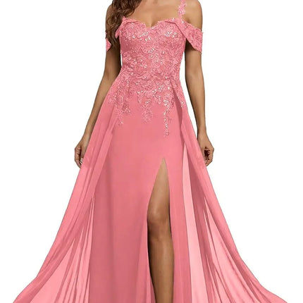 Sequin Lace Mother of The Bride Dresses for Woman with Slit Spaghetti Straps Long Formal Evening Dress