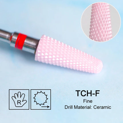 Ceramic Milling Cutter Flame Carbide Nail Drill Bits Pink Gel Remover Electric Machine Drills Polishing Peeling Nails Art Tools