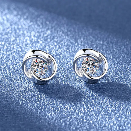 High-quality 925 Sterling Silver Crystal Fashion Circle Hoop Earrings for Woman Wedding Party Gift Street Versatile Jewelry