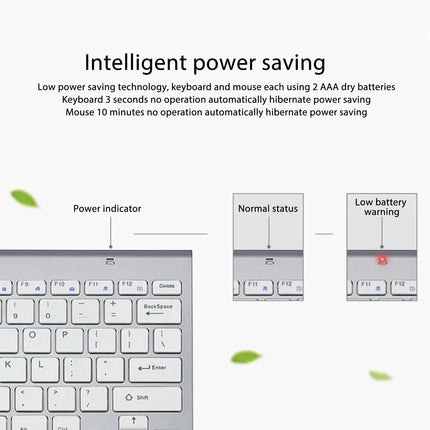 Wireless Keyboard Mouse Kit Slim Wireless Key Mouse Combo Portable Beautiful Power Saving Silent Button LED - product image f