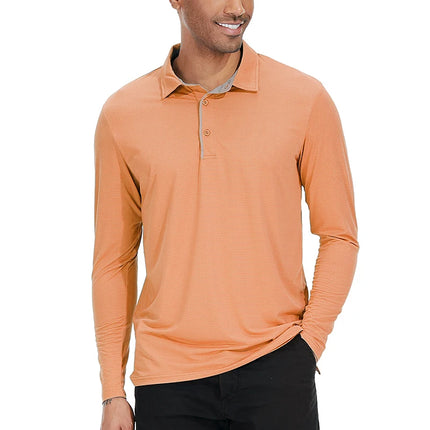 Men's Lightweight Sport Athletic Polo Shirt Thin Long Sleeve Shirts Spring Summer Outdoor Running Workout Hiking Golf Polo Shirt