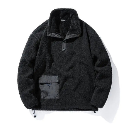 New Fashion Men Winter Fleece Warm Pullover Jackets Half Cardigan Coats Quality Male Loose Sports Casual Coat Sweatshirts Size 5