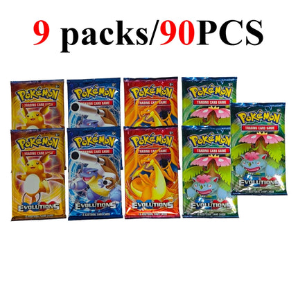 90/360PCS Pokémon Card Packs 151， ASCENDED HEROES 。Evolutions,PALDEAN FATES,English Reinforcement,Battle Transaction Card Gift