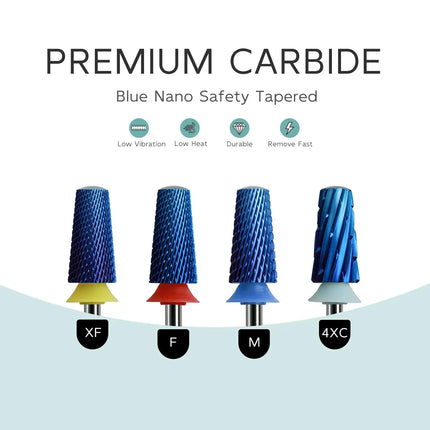 HYTOOS Blue Nano Safety Tapered Nail Drill Bits 3/32 Rounded Carbide Drill Bits for Nails Electric Drills File Removal Acrylic