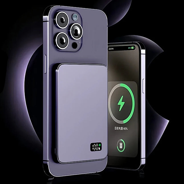 Ultradünne Powerbank für MagSafe, magnetisches kabelloses Schnellladen mit LED-Anzeige, tragbarer Akku für iPhone, Samsung, Airpods