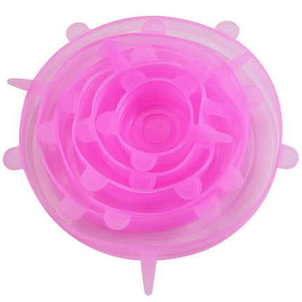 6Pcs Food Grade Silicone Preservation Cover Reusable Airtight Food Universal Dish Stretch Round Lids For Kitchen Accessories