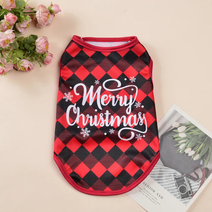 Cute Cat Vest Christmas Pet Costume For Small Medium Dogs Cats Apparel Funny Santa Claus Print Kitten T-shirt Dress Up Clothing