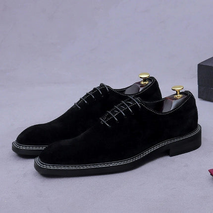 Men Suede Oxford Wedding Dress Party Shoes Brown Black Genuine Leather Casual Handmade Footwear For Men