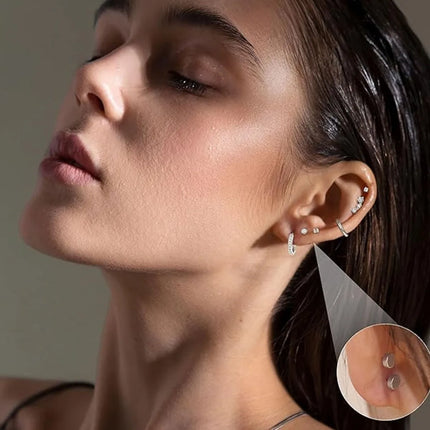 20pcs 14K gold-plated stainless steel earring set, INS style, niche fashion, mini ear studs, earrings, ear rings, jewelry