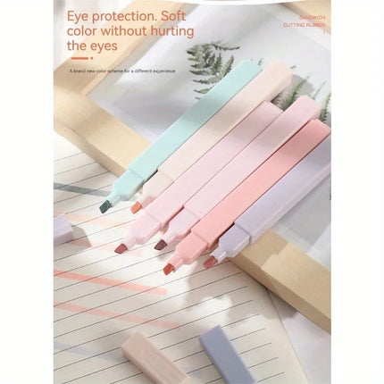 6pcs/set Pastel Color Highlighter Kawaii Stationery Color Marker School Supplies Student Marker Highlighter Japanese Stationery
