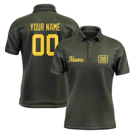 Personalized DIY Dark Olive Polo Shirts Customized Name Team Name Logo Number Team Uniforms Loose Darts Bowling Billiards Tops