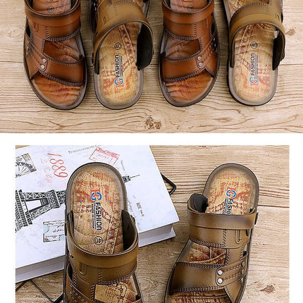 Sandals men's summer casual beach shoes men's Korean version of soft-soled outer wear dual-purpose oil-sprayed men's sandals