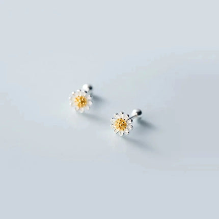 Silver Color Simple Small Rose Star Stud Earrings Tragus Cartilage for Women Hypoallergenic Daily Wear Ear Piercing Jewelry Gift