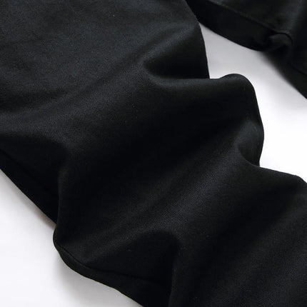 Men Classic Pure Black Jeans All Match Stretch Denim Pants Casual Plus Size Slim Straight Trousers