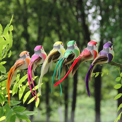 6PCS Artificial Feather Bird Fake Birds Christmas Decoration Foam Animal Wedding Home Garden Ornament Gift Craft Bird Model