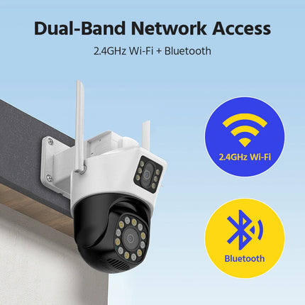 ANNKE 3+3MP Dual-Lens PT Security Camera Wireless WiFi Outdoor IP Camera with Two-Way Audio Human Detection, Auto Tracking, Dual-Color Night Vision, Red & Blue Light Alarm, IP66 Waterproof