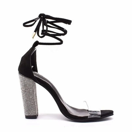 High Heels Women's Shoes Summer Rhinestone Bling Luxury Fashion Cross-tied Party Wedges Ladies Pumps Round Toe Comfortable 36-42