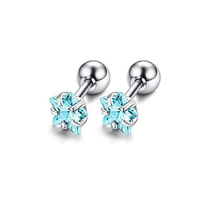 1-12 Pairs Shiny Zirconia Cartilage Stud Earring Tragus Helix Piercing Barbell Star Heart Ball Cartilage Earrings Set for Women