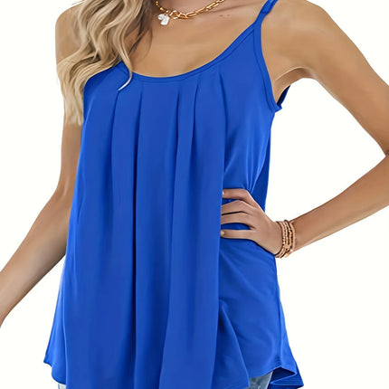 Women Summer Vest Tank Sleeveless Strap Tops Folded Fine Shoulder Straps Camis Loose and Casual Tank Top