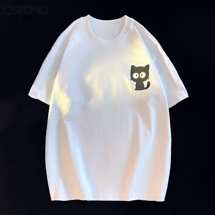 Female Casual Printing O-neck Short Sleeve T-Shirt 2025 New Summer Trend All-match Loose Cartoon Pullover Top Tee Women Clothes