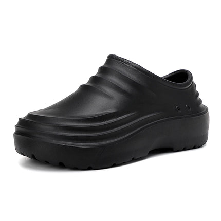 Men's One-Piece Eva Thick-Soled Closed-Toe Work Shoes, Waterproof, Oil-Proof, Non-Slip Slip-On Chef Kitchen Garden Work Shoes