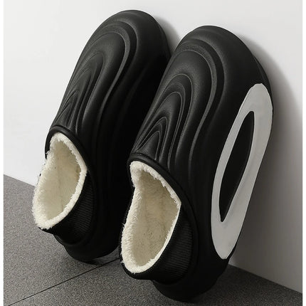 Winter Thickened Non-slip Waterproof Warm Lined Cotton Slippers EVA Material Indoor Bathroom Parent-child Couple Home Slippers
