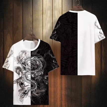 New Chinese Style T-Shirts Dragon Totem 3D Print Men Women Tees Short Sleeve Round Neck T Shirt Harajuku Y2K Tops Men's Clothing