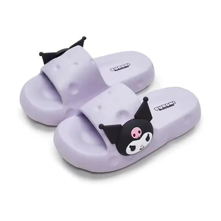 Cute Sanrio Kuromi My Melody Cinnamoroll Purin Cloud Platform Slippers Women Summer Soft Non-Slip Slides Indoor Beach Sandals