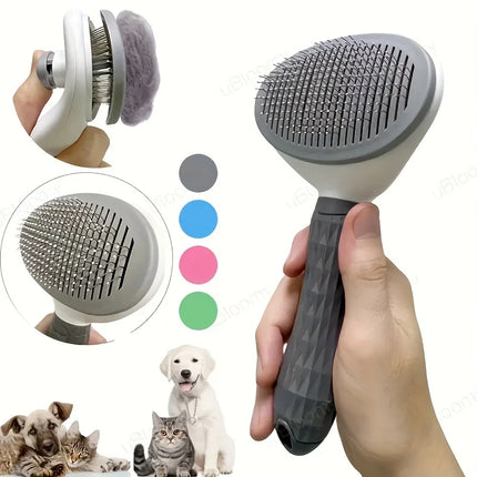 One-click Pet Hair Removal Comb For Effortless Grooming Of Dogs And Cats - Float Hair Removal Slicker Brush With - product im
