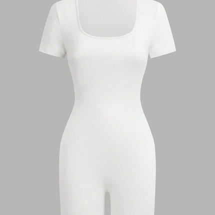American short-sleeved outdoor and sports clothing, yoga integrated sports suit, women's fitness stretchy tight-fitting clothes