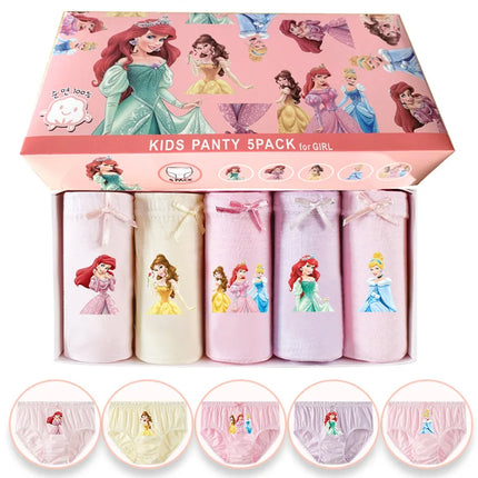 5-Piece Queen Princess Cartoon Panties For Girls Pure Cotton Girls Briefs Print Children's Triangle Underwear Comfortable Fit