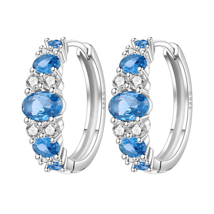 Orstarry 925 Sterling Silver Blue Zircon Starry Sky Earring Original Jewelry Hoop Earrings Women Jewelry Party Trendy Gifts