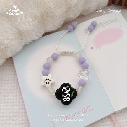 Macaron Beaded Cute Bracelet Watch for Girls New High-Appeal Colorful Bead Creative Children Watches Sweet Kids Gift Wristwatch